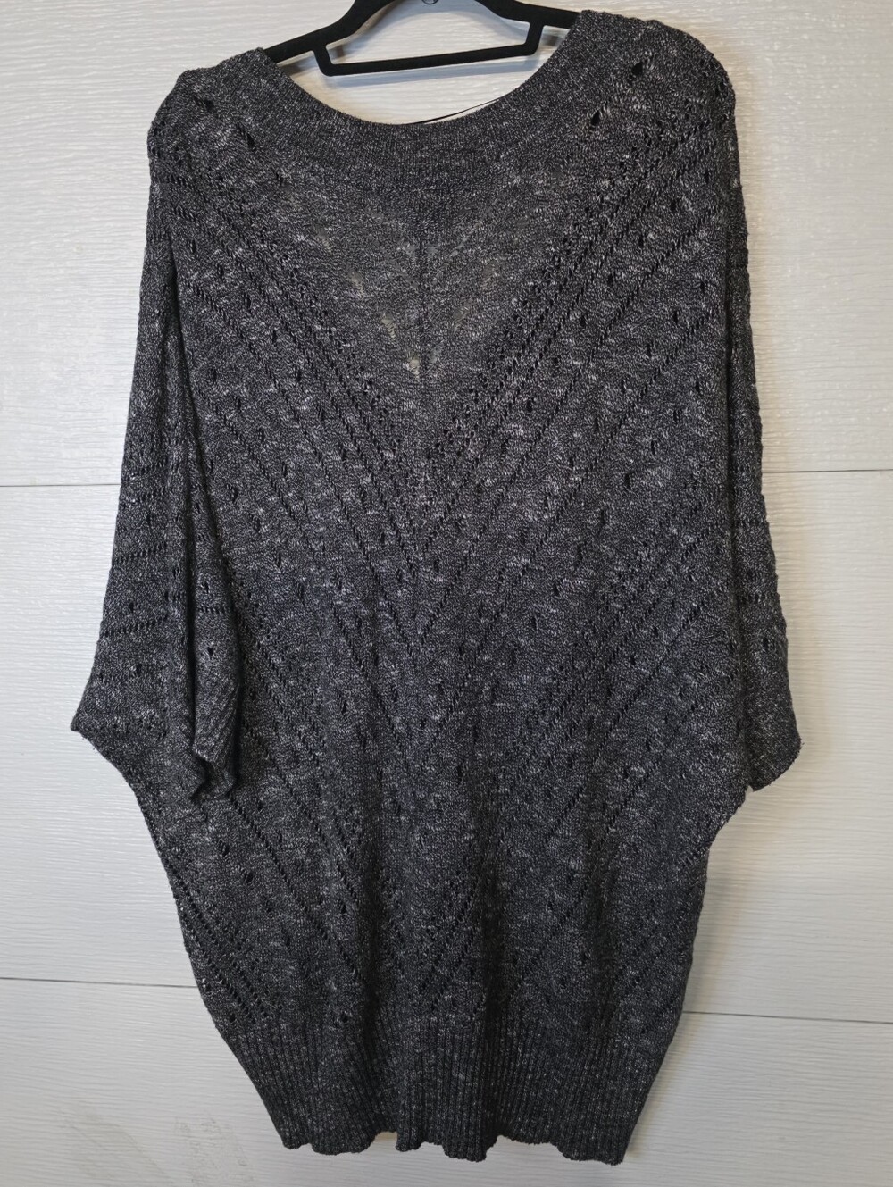 torrid Charcoal Gray V-Neck Pointelle Sweater - Picture 4 of 4